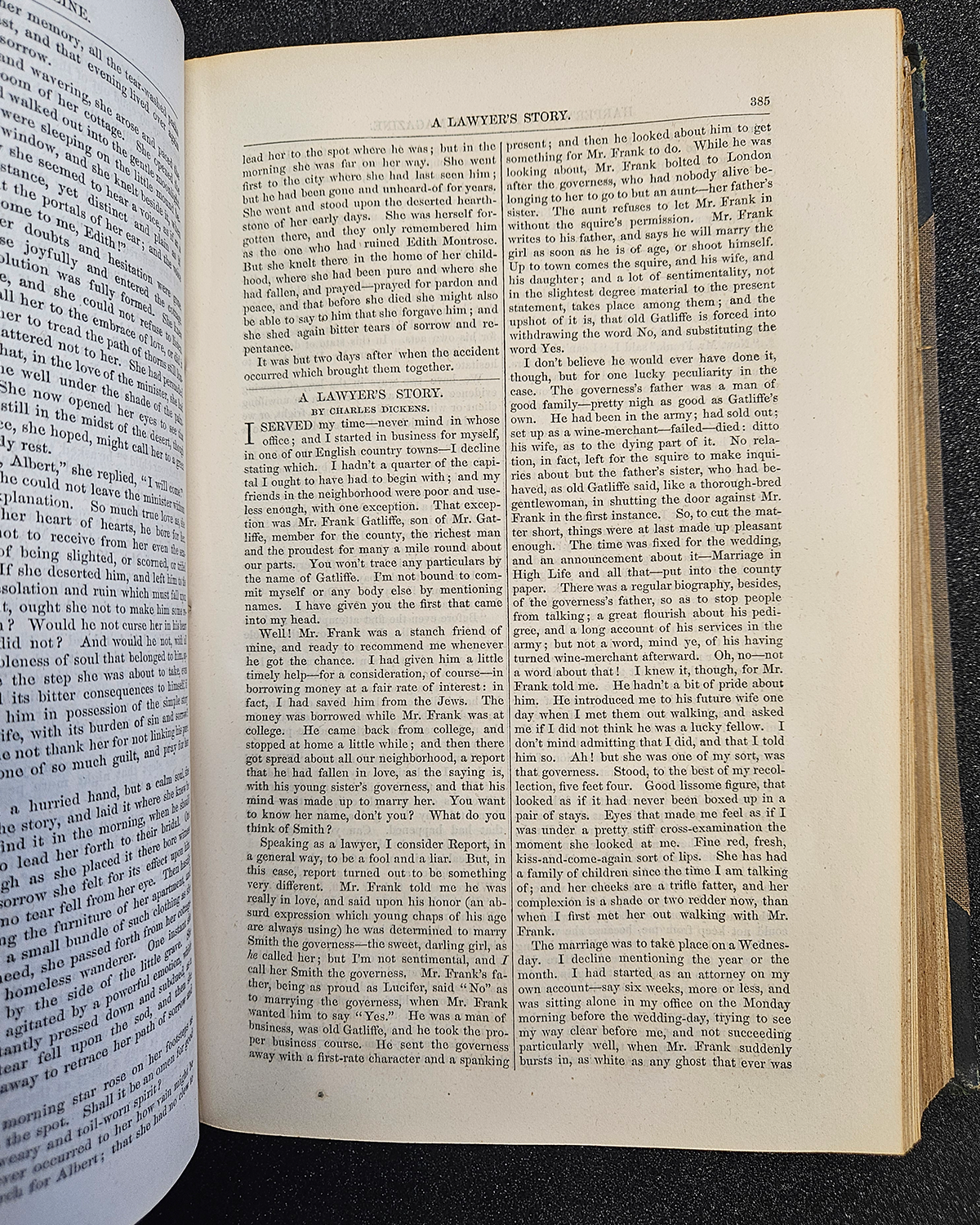 The Lawer's Story featured in a 1855 Harper's issue