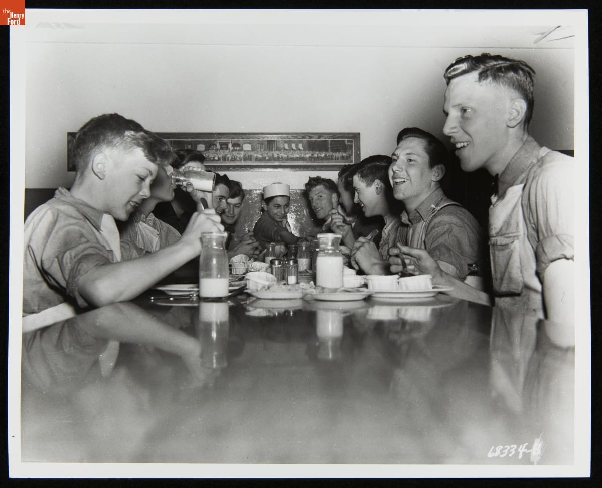  Henry Ford Trade School students eating lunch, May 24, 1937