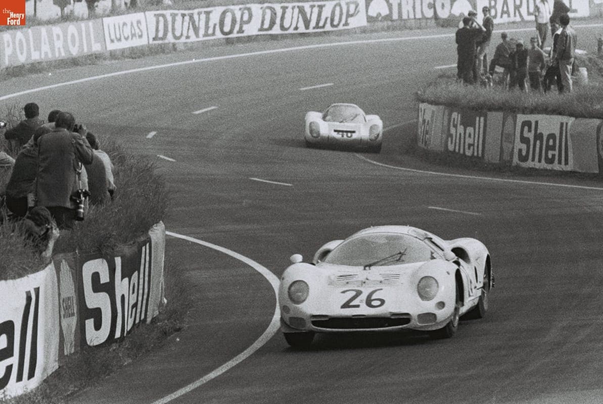 Ferrari and Porsche Cars in the 24 Heures du Mans (24 Hours of Le Mans) Race, June 1967