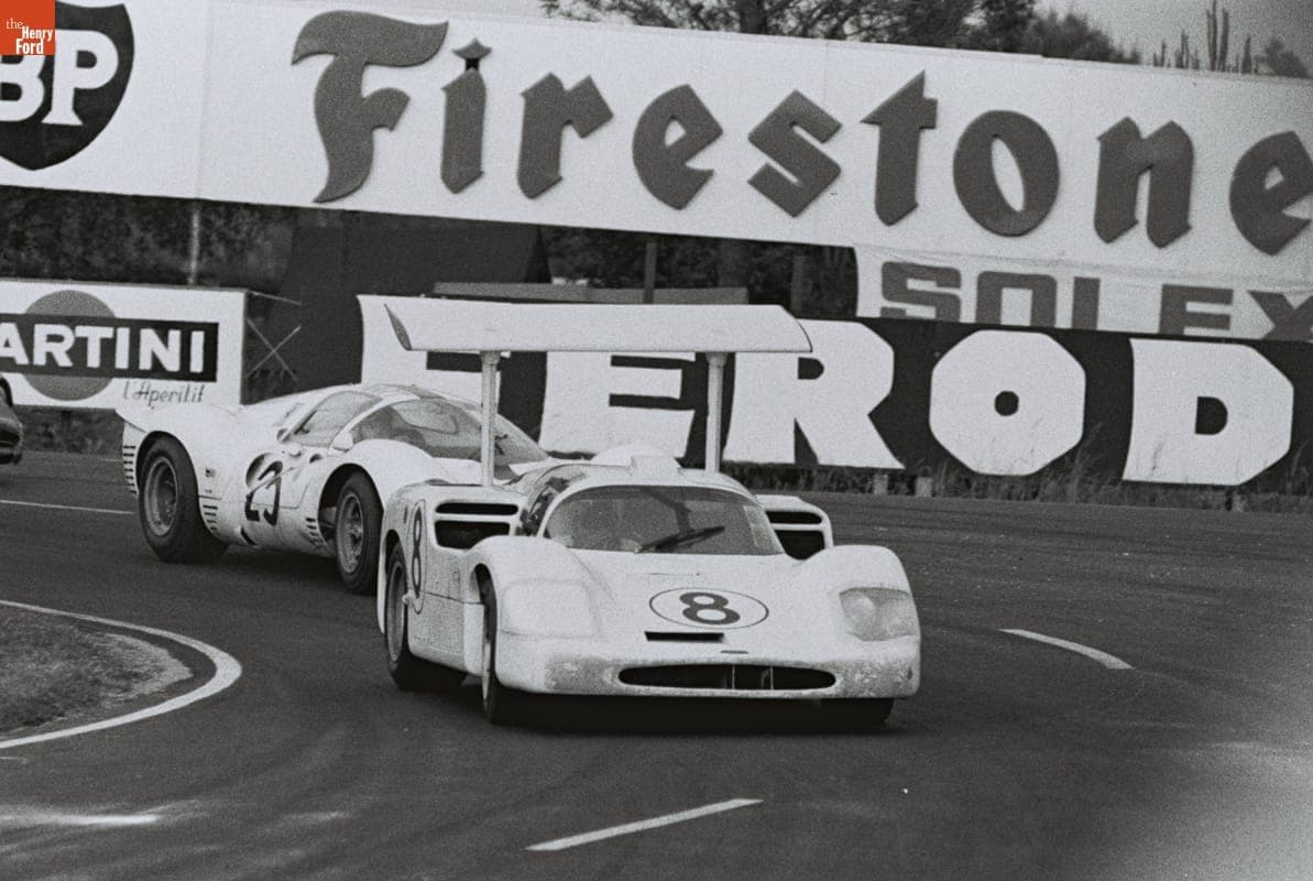 Chaparral and Ferrari Cars in the 24 Heures du Mans (24 Hours of Le Mans) Race, June 1967