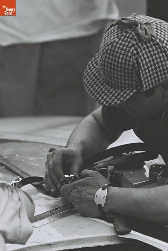 Mechanic Working on Ford Mark IV Driven by Mark Donohue and Bruce McLaren in the 24 Heures du Mans (24 Hours of Le Mans) Race, June 1967