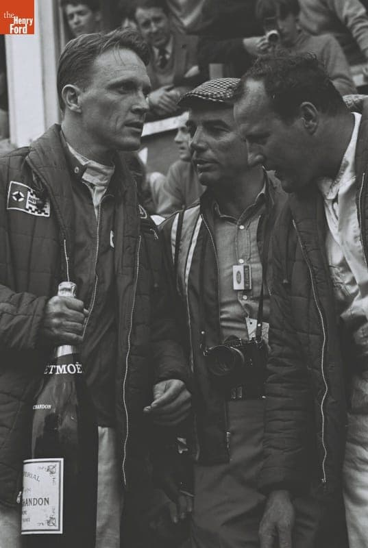 Dan Gurney and A. J. Foyt Celebrating Victory at the 24 Heures du Mans (24 Hours of Le Mans) Race, June 1967