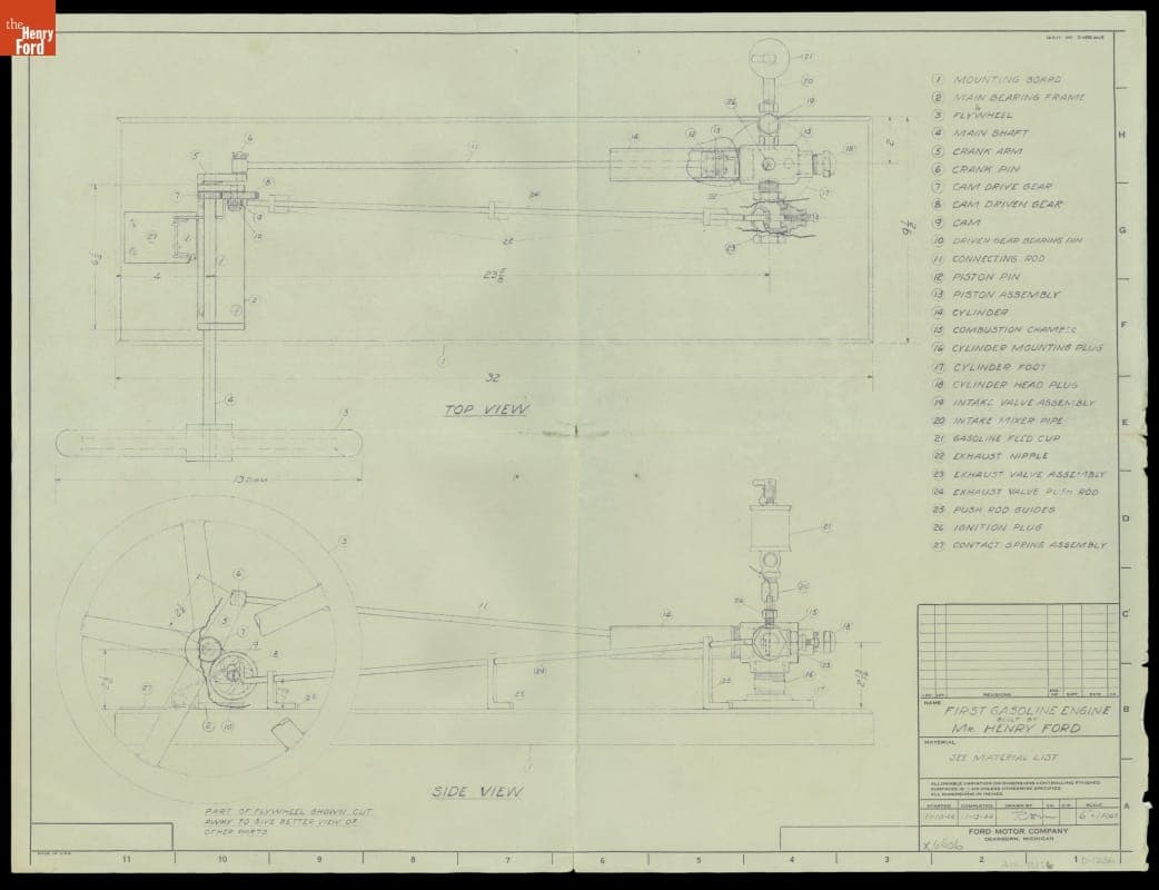 Drawing of the 1893 Kitchen Sink Engine, "First Gasoline Engine by Mr. Henry Ford"