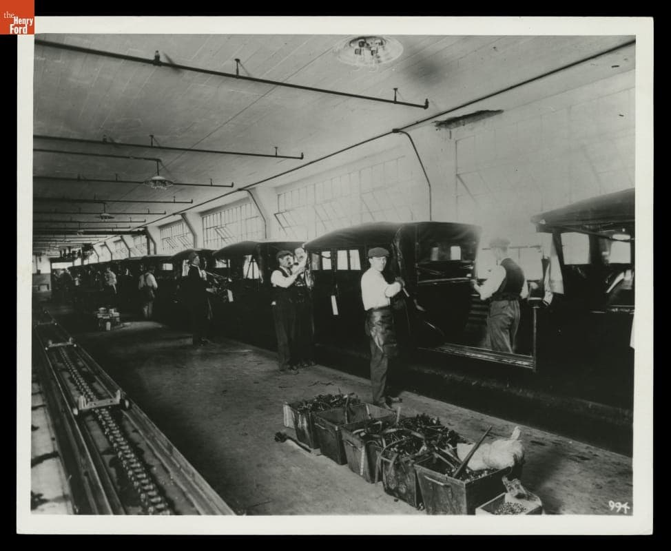 Car Body Assembly Line at Ford's Highland Park Plant, circa 1914