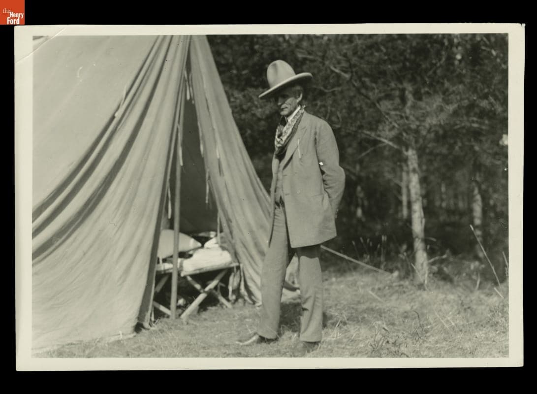 Henry Ford on a "Vagabonds" Camping Trip in Western Wear, 1923