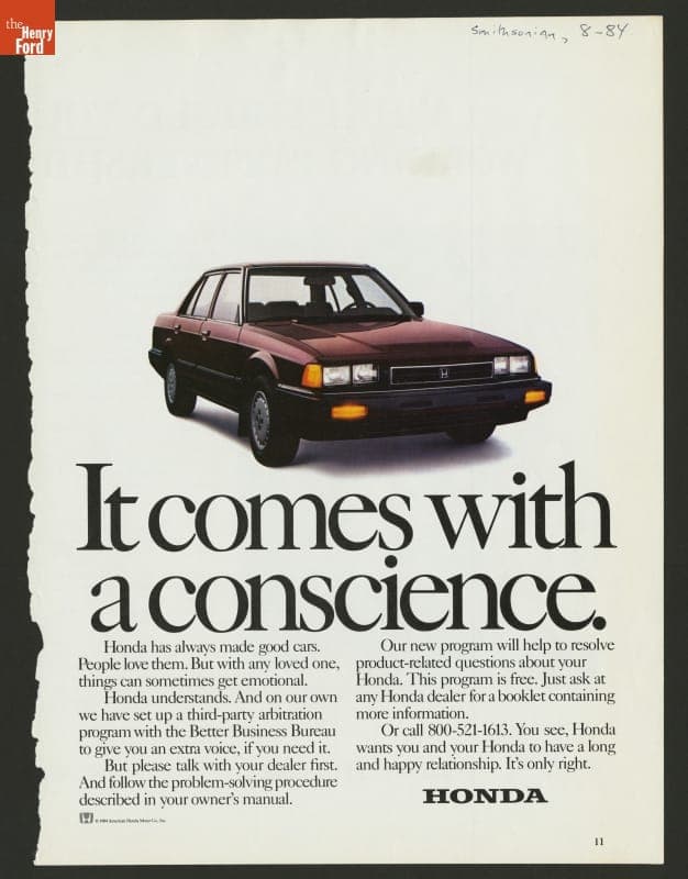 1984 Honda Advertisement, "It Comes with a Conscience"