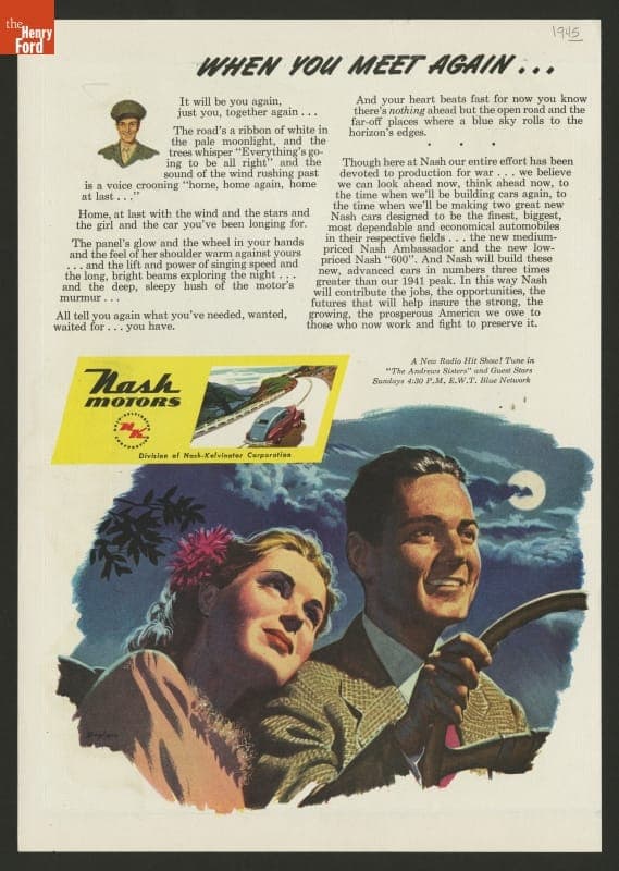 1945 Nash Motors Ad, "When You Meet Again"