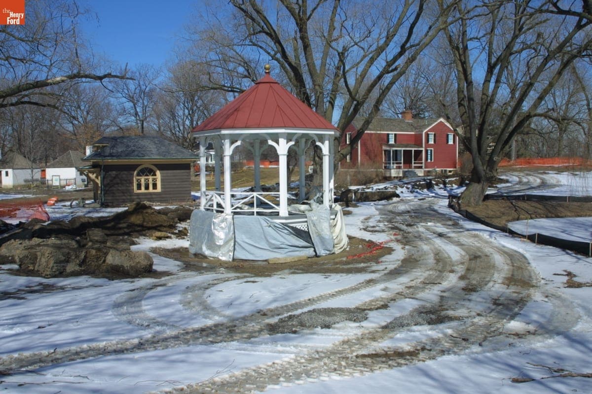 Bandstand at New Site after Relocation during the Greenfield Village Restoration Project, March 2003