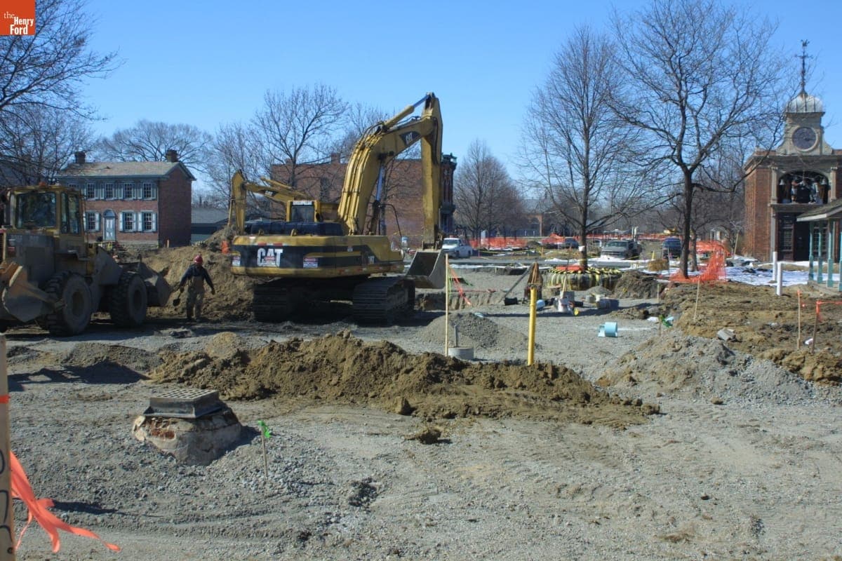 Main Street Construction during the Greenfield Village Restoration Project, March 2003