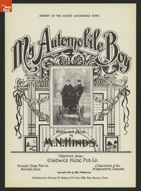 Music Sheet, "My Automobile Boy," 1901, Reprinted 1950