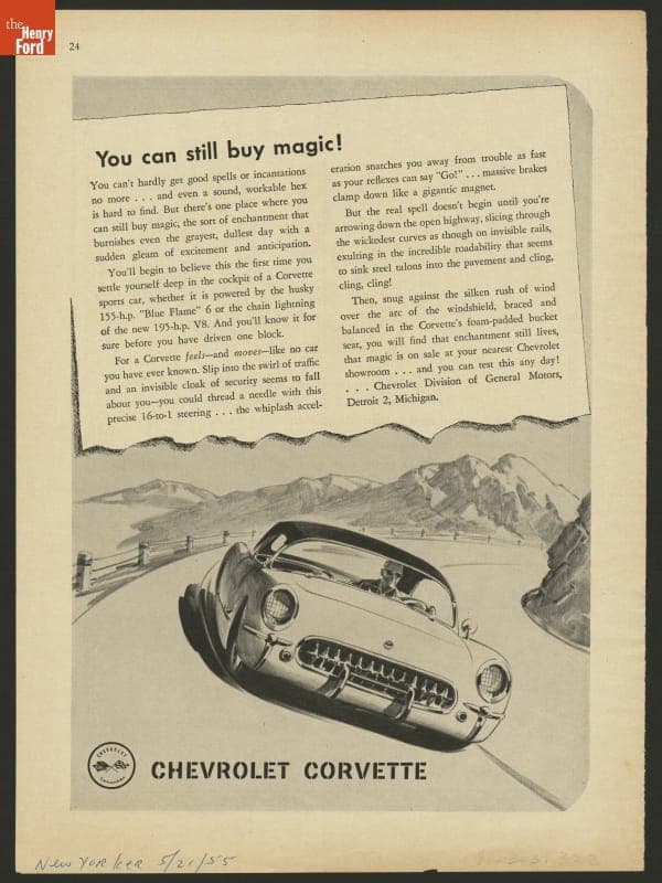 1955 Chevrolet Corvette Ad, "You Can Still Buy Magic!"