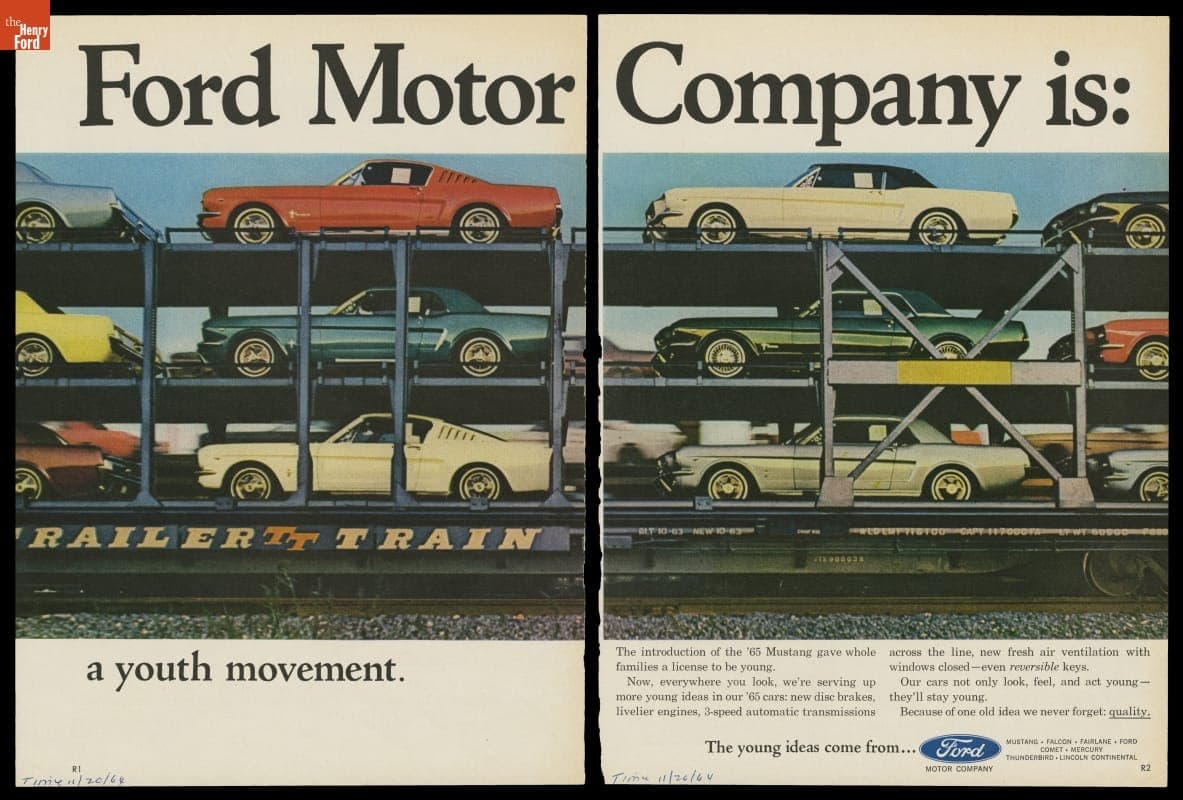 Advertisement for 1965 Ford Cars, "Ford Motor Company is: a Youth Movement"
