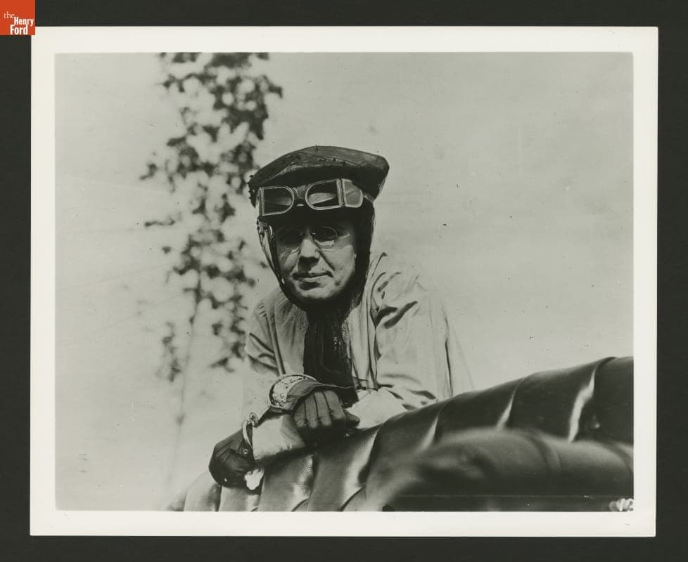 Woman Dressed in Motoring Clothes, Hat and Goggles, circa 1910