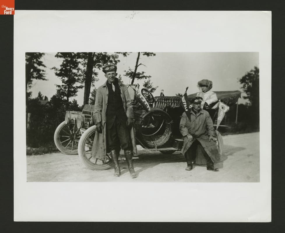 Fredrickson Family with Ford Model T during Cross-Country Tour, 1908