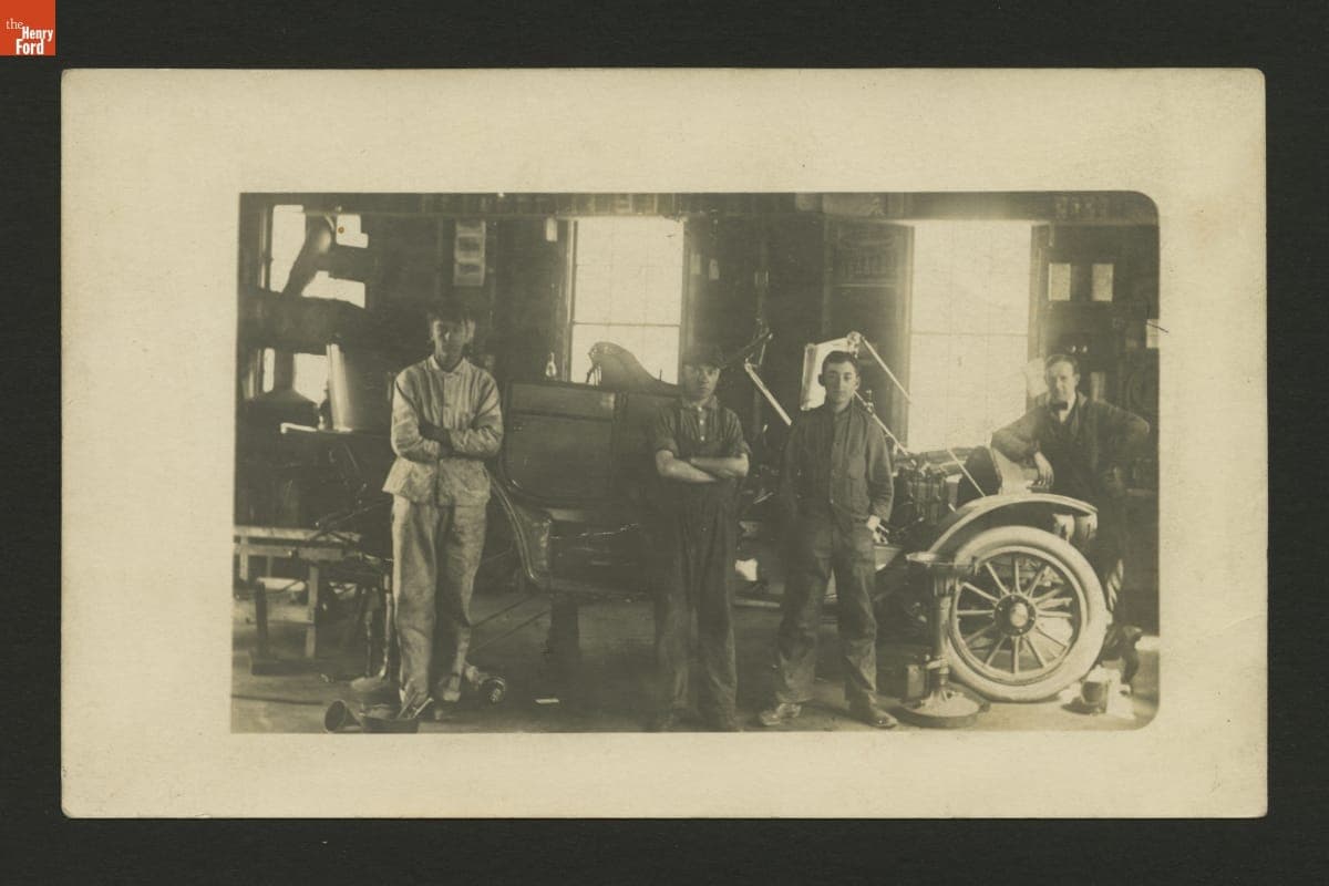 Mechanics in a Car Repair Shop, circa 1910