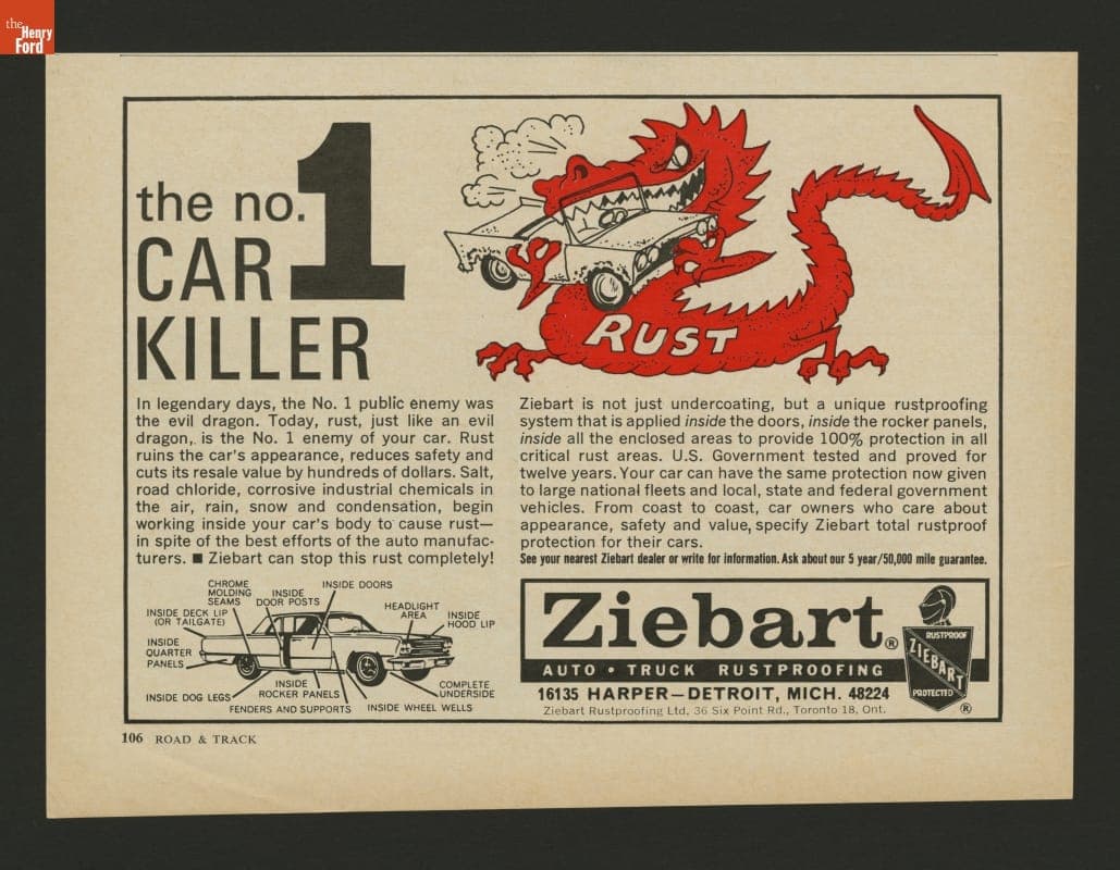 Ziebart Rustproofing Ad, "The No. 1 Car Killer, Rust," 1966