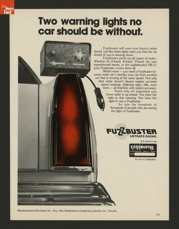 Fuzzbuster Radar Detector Ad, 1978