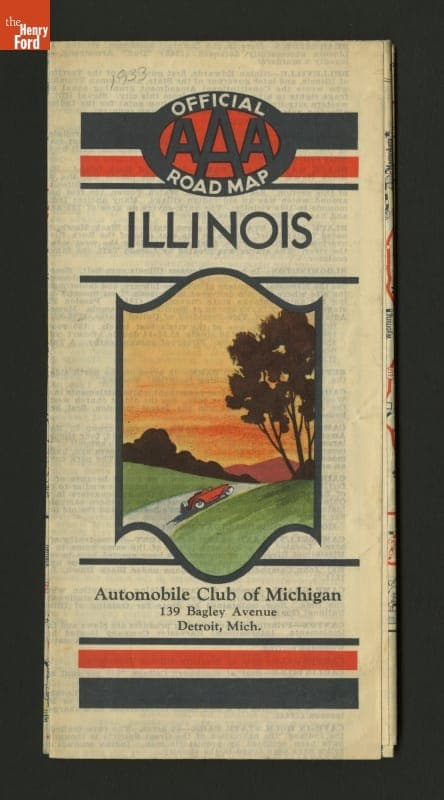 "Official Road Map of Illinois," Automobile Club of Michigan, circa 1933