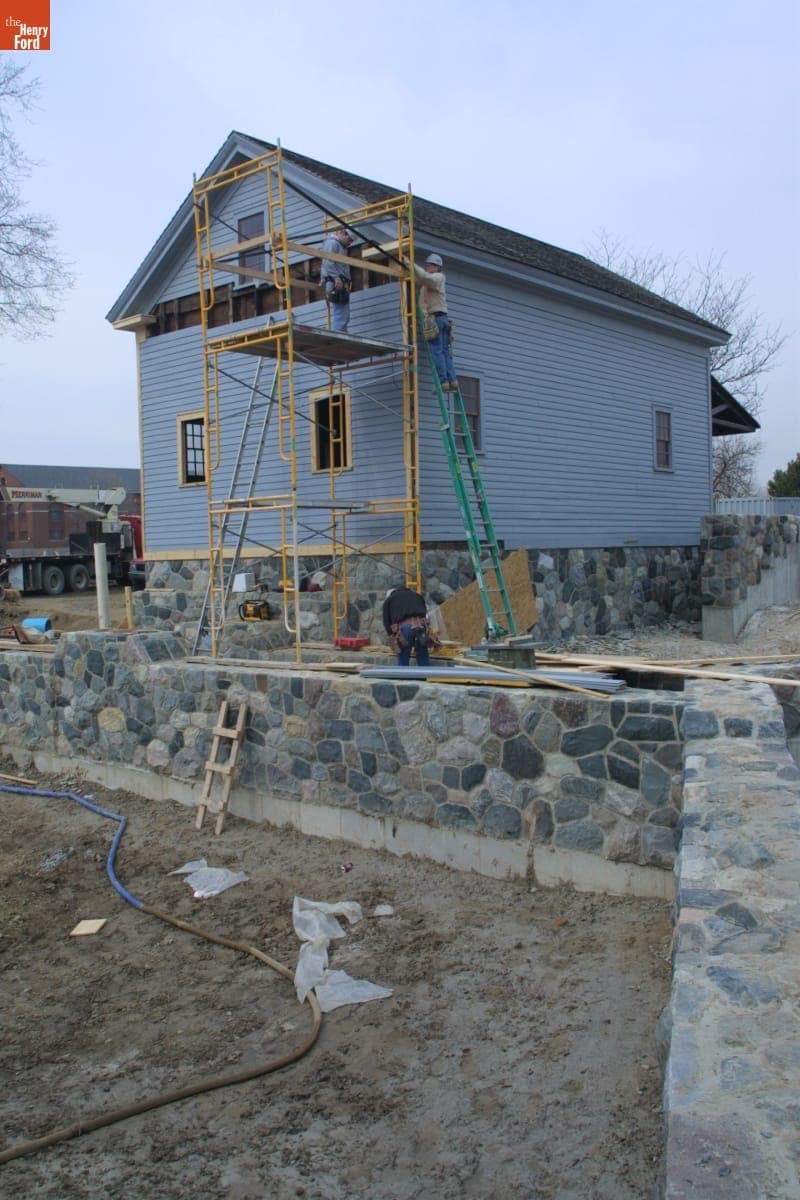 Loranger Gristmill after Relocation during the Greenfield Village Restoration Project, March 2003