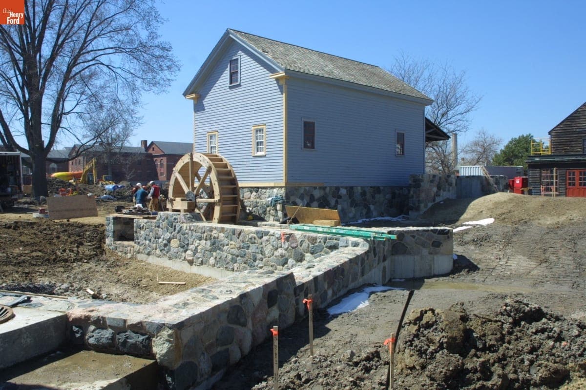 Loranger Gristmill after Relocation during the Greenfield Village Restoration Project, April 2003