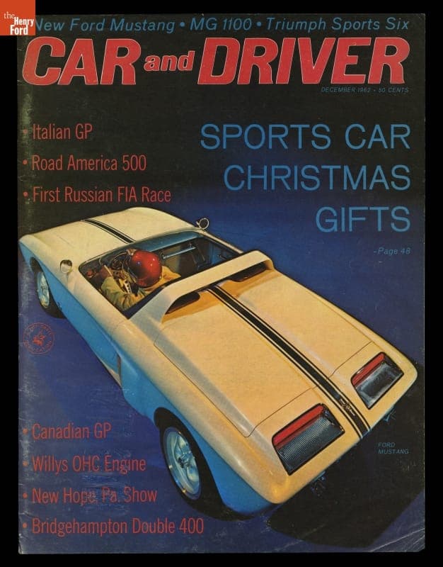 Car and Driver Magazine for December 1962, Showing the Ford Mustang I Experimental Sports Car