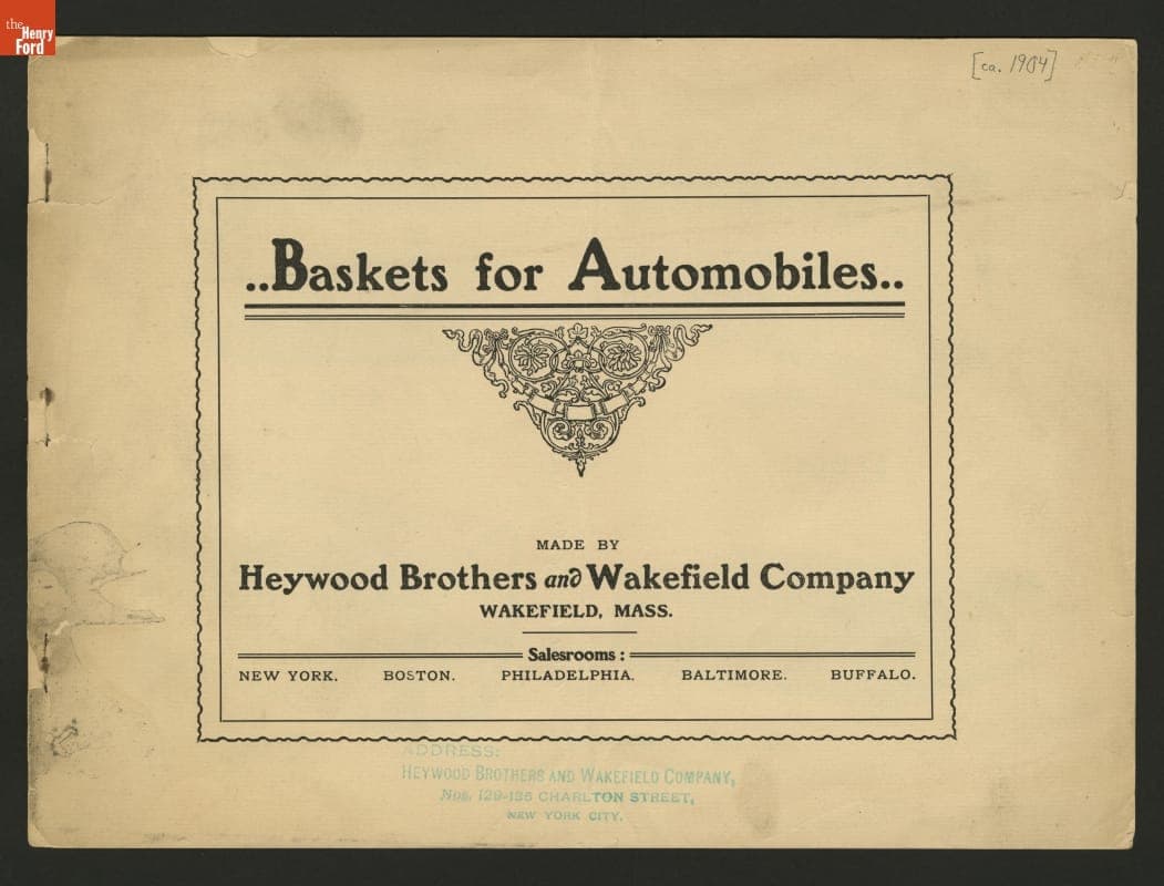 "Baskets for Automobiles," Heywood Brothers and Wakefield Company, Wakefield, Massachusetts, circa 1904