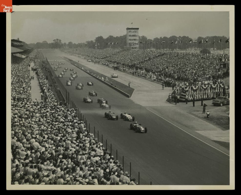 Race Cars at the Start of the 1958 Indianapolis 500