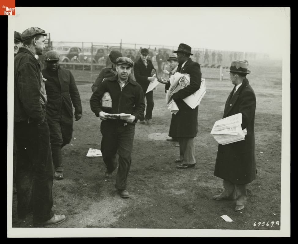 Distributing Union Newspapers, Ford Rouge Plant Gates, Dearborn, Michigan, 1937