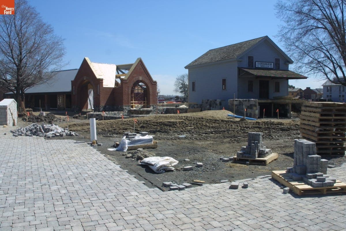 Paving Liberty Craftworks District, Greenfield Village Restoration Project, April 2003