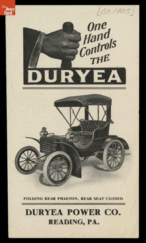 Brochure, "One Hand Controls the Duryea," circa 1905