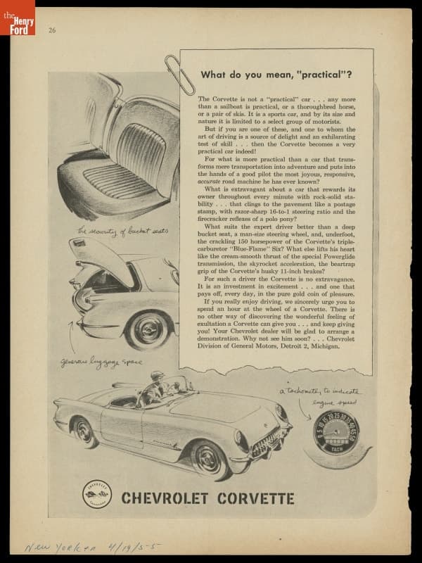 1955 Chevrolet Corvette Ad, "What do you mean, 'Practical'?"