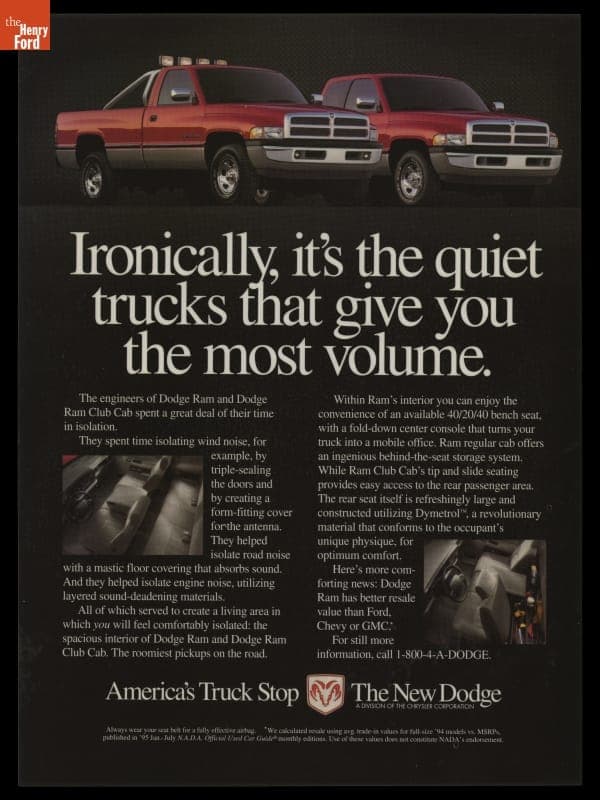 Dodge Trucks, "Ironically, It's the Quiet Trucks That Give You the Most Volume," 1996