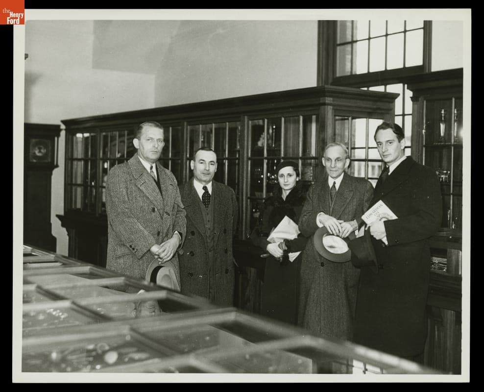 Henry Ford and Prince Louis Ferdinand of Prussia with Group inside Sir John Bennett Jewelry Store, 1934