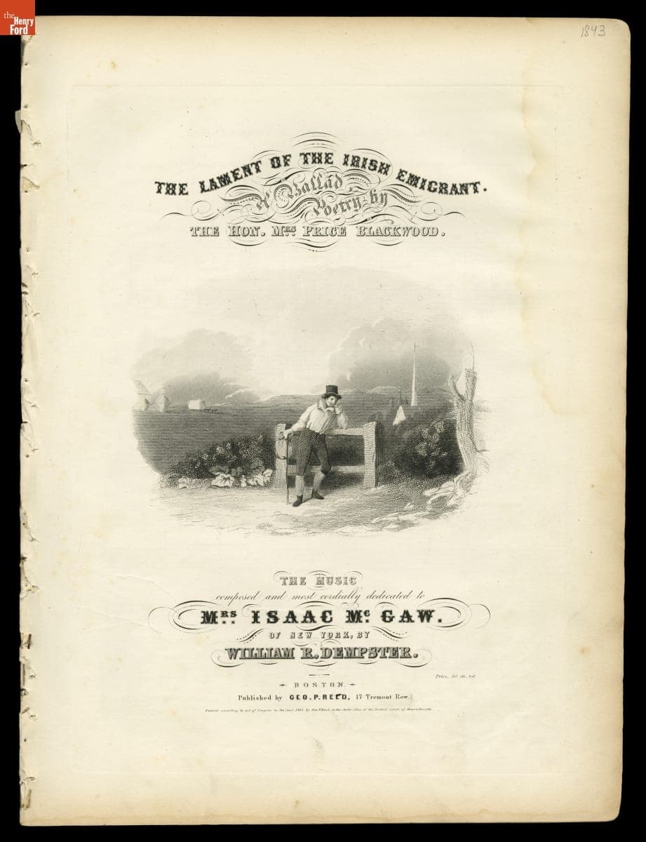 "The Lament of the Irish Emigrant," 1843