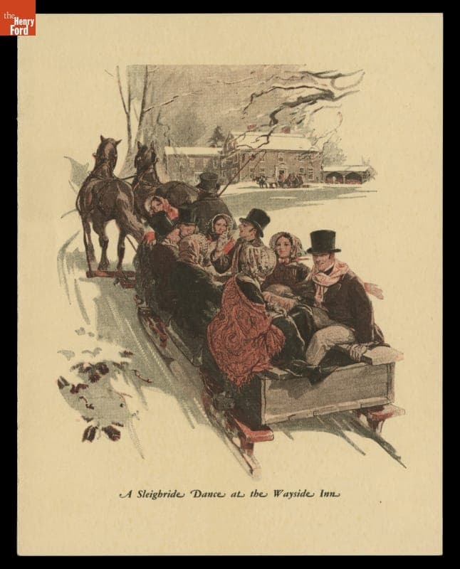 Souvenir Card, "A Sleighride Dance at the Wayside Inn," 1927