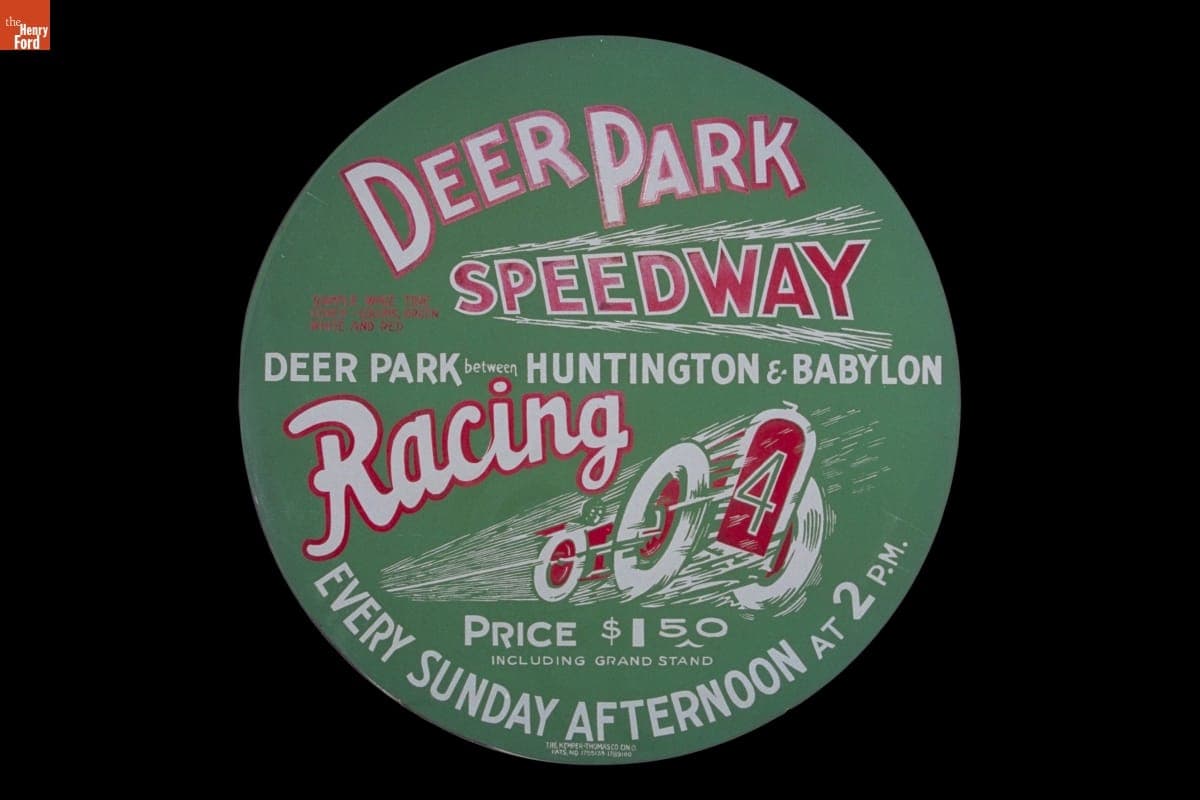 Sales Sample, Advertising Wheel Cover, "Deer Park Speedway," circa 1935