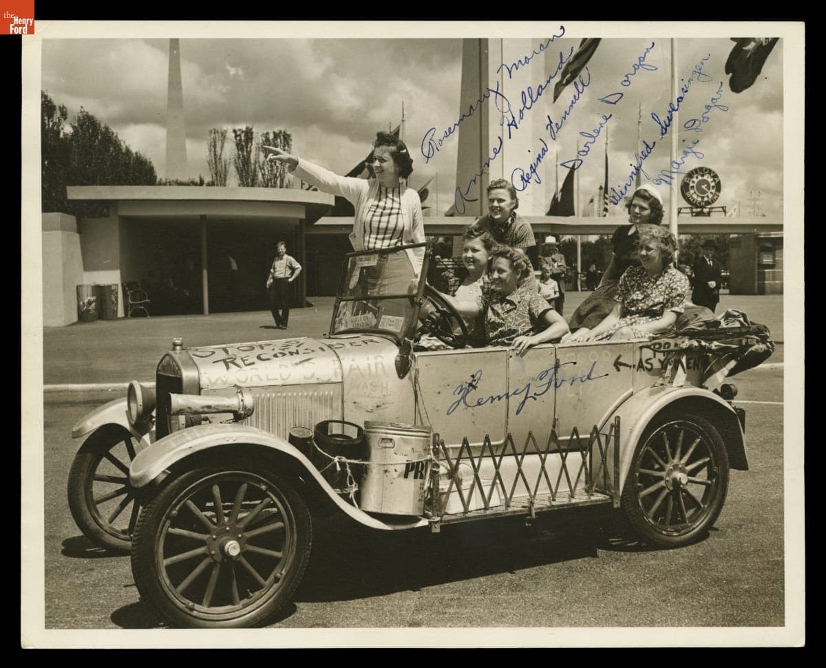 Young Women Travelers from Bradford, Illinois in Their 1926 Ford Model T, New York World's Fair, 1939