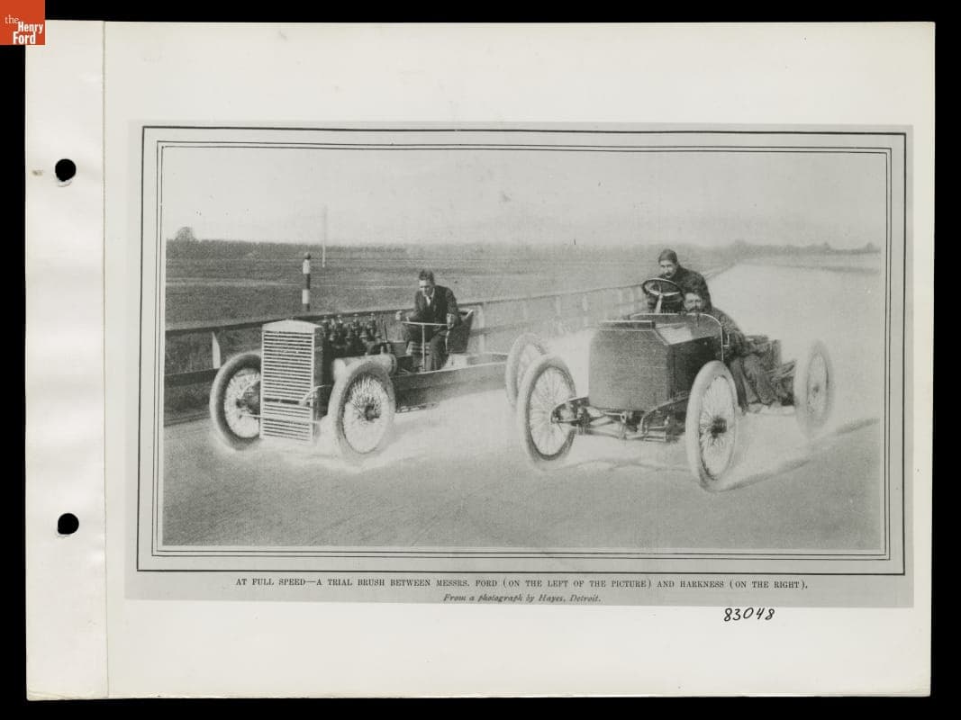 Henry Ford Driving the 999 Race Car Against Harkness Race Car at Grosse Pointe Race Track, 1903