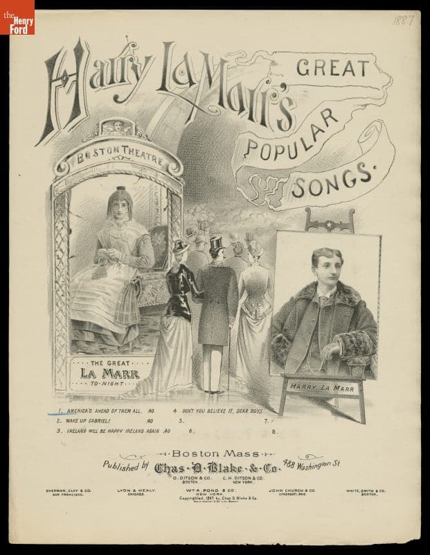 Music Sheet, "America's Ahead of Them All," from Harry La Marr's Popular Songs, 1887