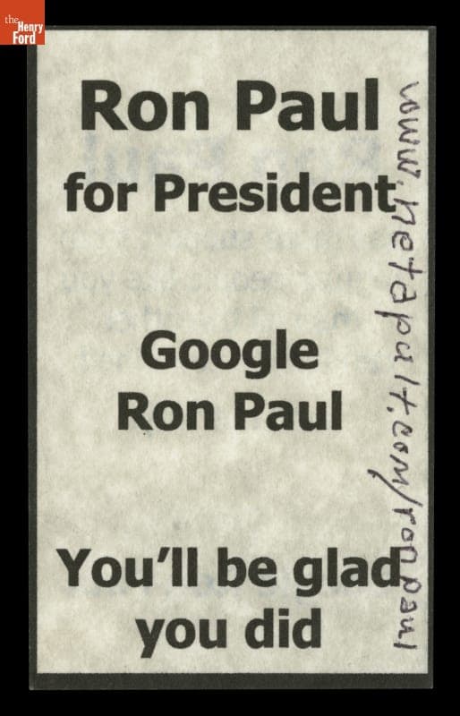 Political Campaign Card, "Google Ron Paul, You'll be Glad you Did," 2007-2008