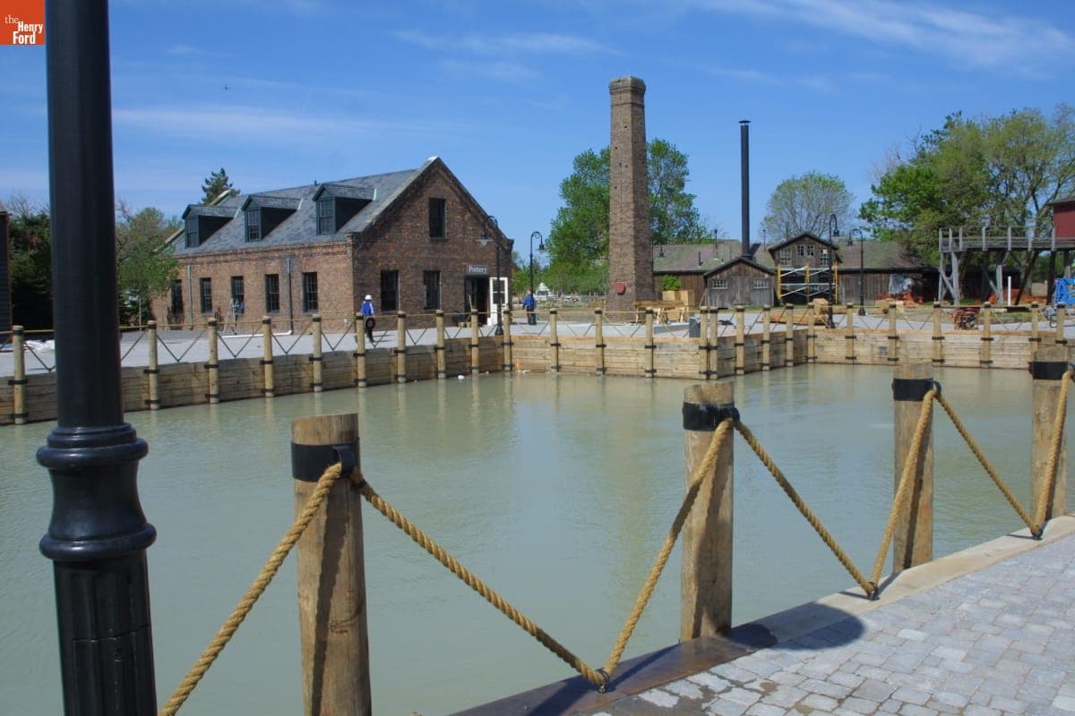 Mill Pond in Liberty Craftworks District, Greenfield Village Restoration Project, May 2003
