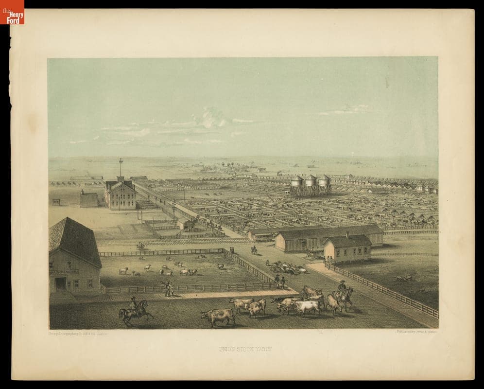 Lithograph, "Union Stock Yards," 1866