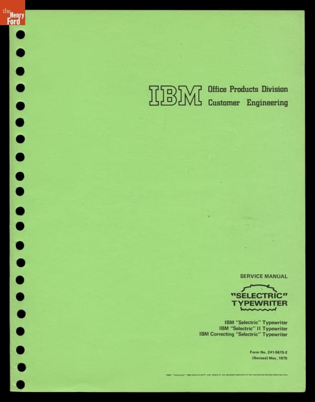 Service Manual for IBM "Selectric" Typewriter, 1975