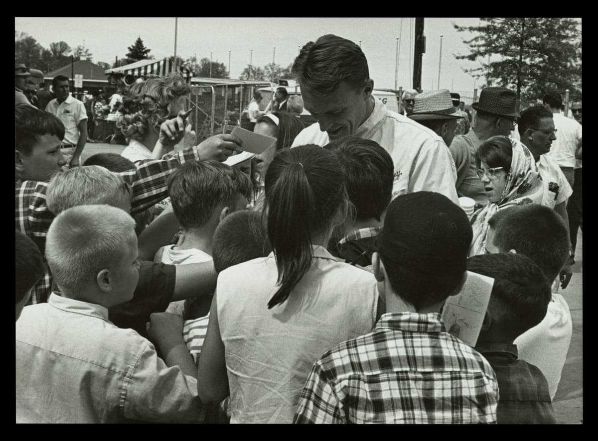 Dan Gurney Signing Autographs, Indianapolis Speedway, May 1966