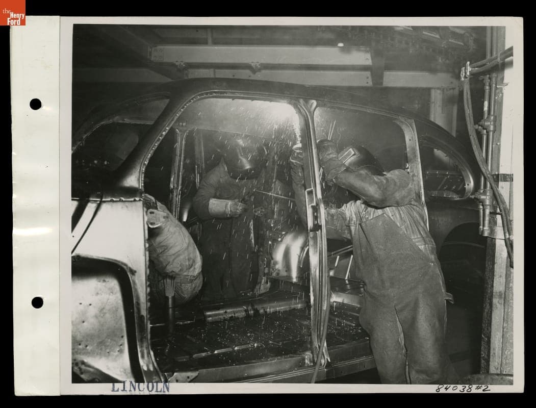 Welding on Lincoln Automobile Assembly Line, Ford Rouge Plant, 1946-1947