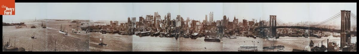 New York City Skyline and Harbor from Brooklyn, Panoramic View, circa 1903