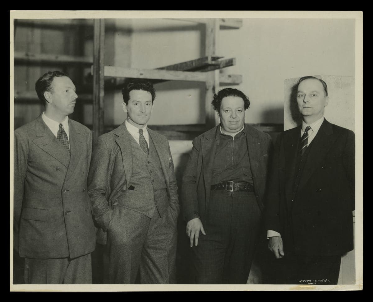 Diego Rivera at the Detroit Institute of Arts with John "Viscount Hastings," Clifford Wight and William Valentiner, 1932