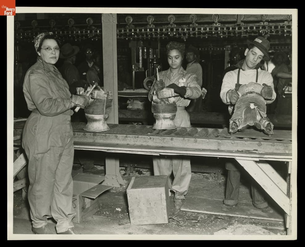 Working on the Assembly Line at the Ford Rouge Plant, Dearborn, Michigan, 1943