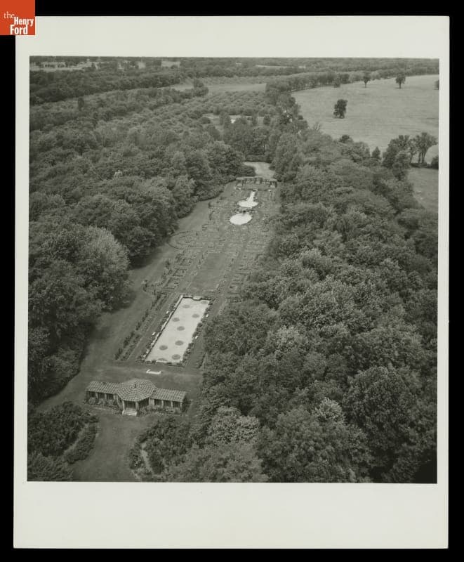 Aerial View of Gardens and Woods at Fair Lane Estate, 1952