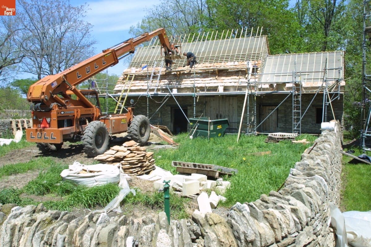 Cotswold Stable during the Greenfield Village Restoration Project, May 2003